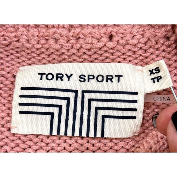 Tory Burch Sport Merino Wool Long Sleeve Pull Over Sweater Dusty Rose Oversized - Picture 6 of 7